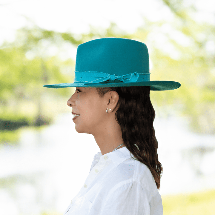 Teal Women\'s Fedora Hat Rancher Vivid | Womens Colored Felt Fedora Hat – American  main image 3